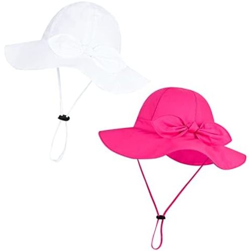 Baby Girl Sun Hat with UPF 50+ Outdoor Adjustable Beach Hat with Wide Brim Bucket Hats