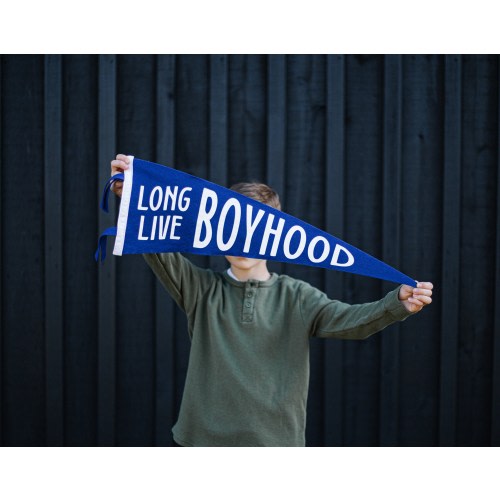 Long Live Boyhood Wool Felt Pennant Flag - Boys' Nursery Wall Hanging - Large Pennant Sign for Boys' Playroom or Bedroom