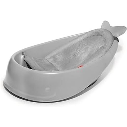 Skip Hop Baby Bath Tub, 3-Stage Smart Sling Tub, Moby, Grey