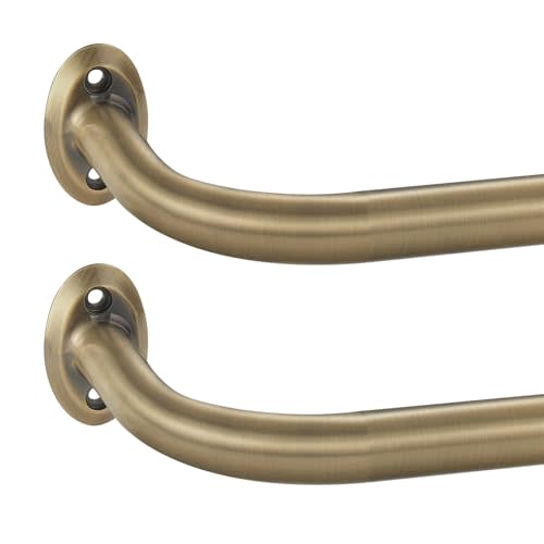 2 Pack 1Inch Diameter Wrap Around Curtain Rods for windows 28-86 inch(2.3-7Ft), Splicing Adjustable Room Darking Drapery Rod with Aluminum Finials and Brackets,Antique Bronze