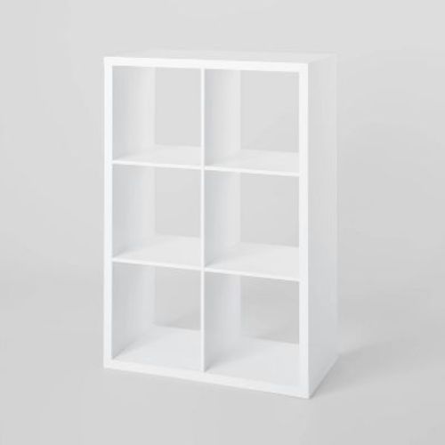 6 Cube Organizer White - Brightroom™: Decorative Bookshelf, Cubby Storage, MDF & Particle Board, 13" System Compatible