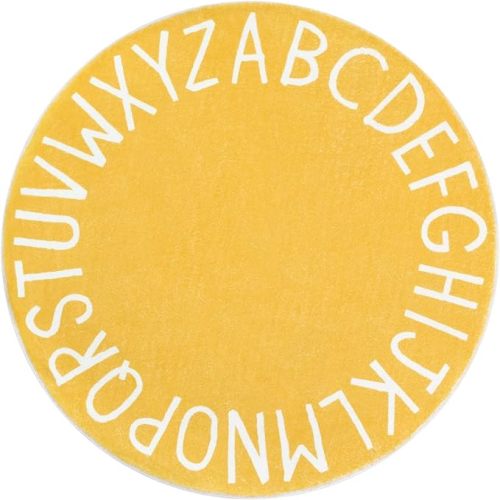 Topotdor Round Kids Play Rug Alphabet Nursery Area Rug Extra Large Soft Crawling Play Mat for Children Toddlers Bedroom (63 inch, Yellow)