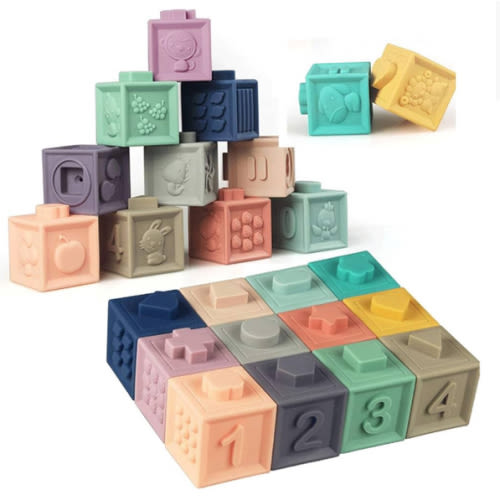 Litand Soft Stacking Blocks for Baby - Sensory Montessori Toys Toddler Activities - Gifts for Boy Girl 6 9 12 18 Months 1 2 3 Year Old Birthday - Infant Bath Toys