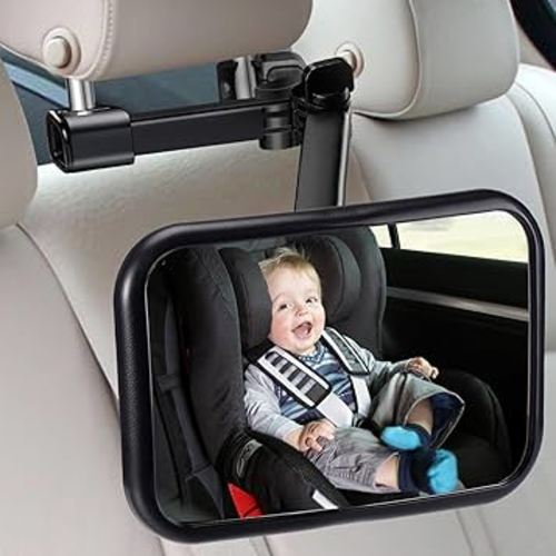 Baby Car Mirror for Middle Seat - Flexible Arm 360° Rotation Safer Car Seat Mirror Clear View for Rear Facing Infant, Hook Clip Design, Easy to Install