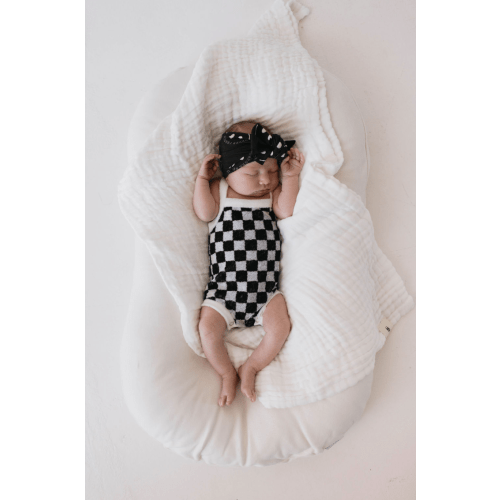 Terry Tank Bodysuit | Black & White Checkerboard