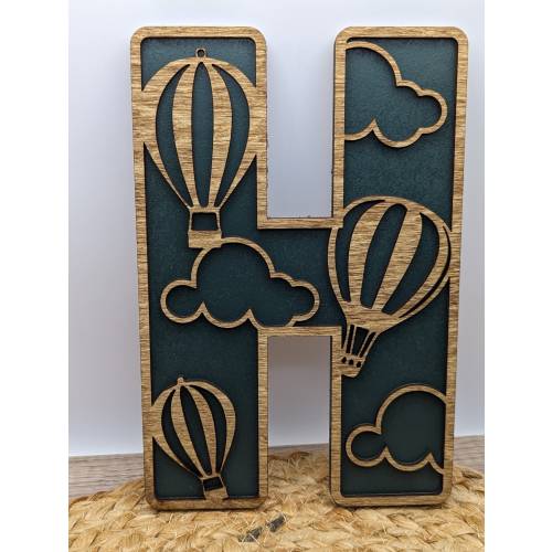 Personalized hot air balloon letters, hot air balloon letters, hot air balloon theme, gifts for kids, laser cut name