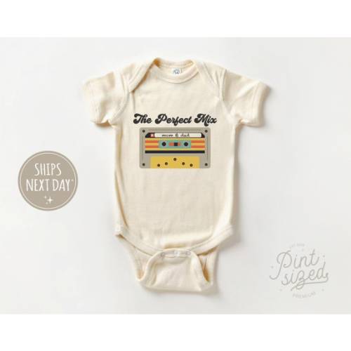 The Perfect Mix Baby Onesie® Retro Cassette Bodysuit I Love My Mom & Dad Natural Onesie® - Etsy