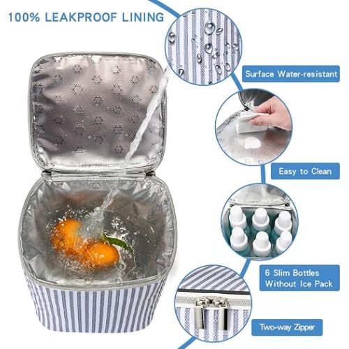 BABEYER Breast Milk Cooler Bag with Ice Pack Fits 4 Baby Bottles Up to 9 Ounce, Baby Bottle Tote Bag Great for Nursing Mom Daycare