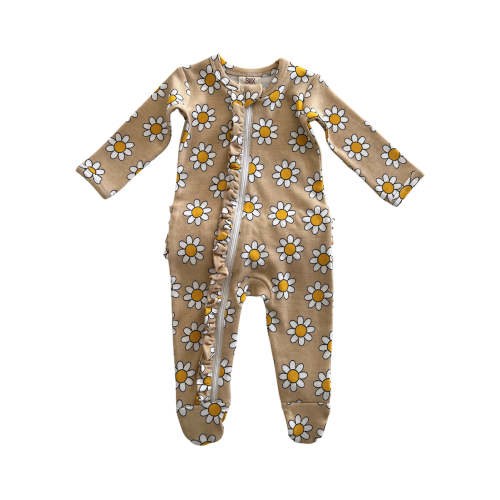 Daisy Pop Biscotti / Organic Frill Zip Footie