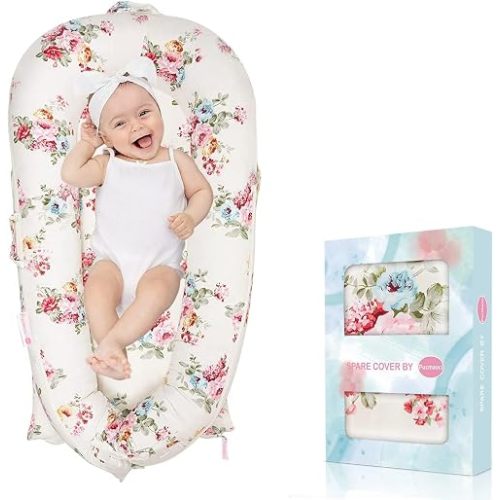 Baby Lounger Cover for Dockatot Deluxe + | 100% Cotton Hypoallergenic Newborn Premium Quality Spare Cover(Cover Only) (Rose)