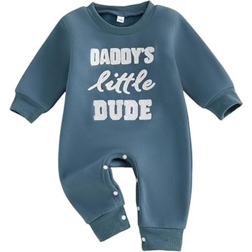 Newborn Baby Boy Fall Outfit Romper Letter Embroidery Jumpsuit Bodysuit Warm Fleece Lined Infant Winter Clothes