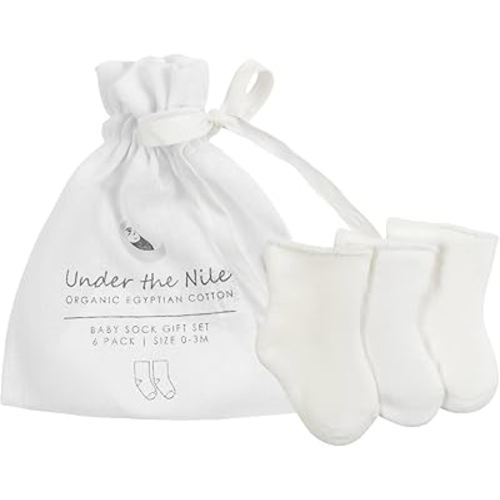 Under The Nile Organic Cotton Baby Socks - Pack of 6, 0 to 3 Months