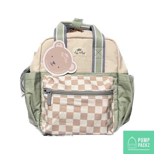 Toddler Sized Tube Feeding Backpack | 500ML | for EnteraLite Infinity Pump | XS | Sage Green Gingham