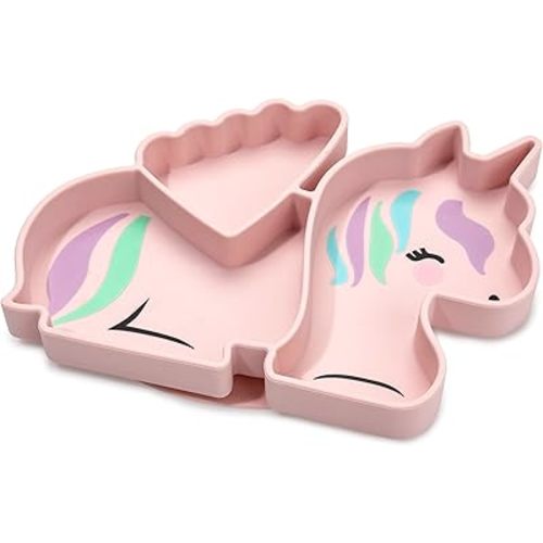 melii Divided Silicone Suction Plate for Babies and Toddlers – 100% BPA-Free, Dishwasher, Microwave Safe, Non-Toxic Baby Feeding Plate - Fits Most High Chairs, Age 6 Months - (Unicorn)
