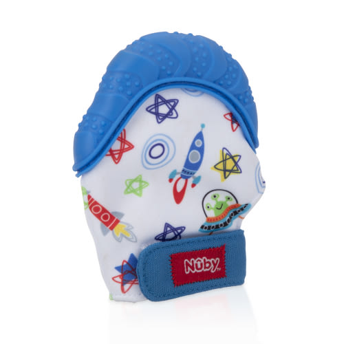 Nuby Blue Spaceship Teething Mitten with Travel Bag