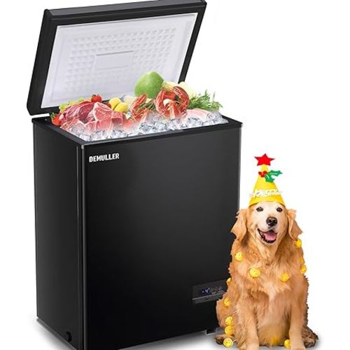 Chest Freezer with 2 Removable Baskets 3.5 Cu.ft Compact Freezers with Electronic Thermostat (50 ℉ to -12 ℉), Stay-Open Lid, Manual Defrost, Kitchen Office Apartment, Black