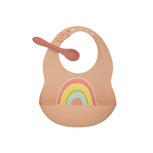 Silicone Bib & Spoon Set, Rainbow