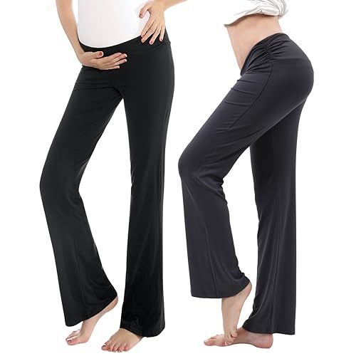 Women Maternity Pajama Pant Stretchy Comfy Wide Soft Palazzo Elastic Pregnancy Lounge Casual PJs