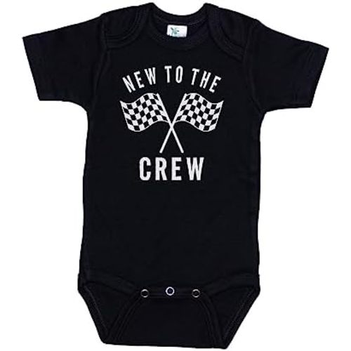 Ebenezer Fire New To The Crew, Baby Announcement Onesie, Unisex Racing Bodysuit