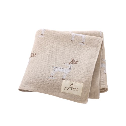 Soft Knitted Baby Blanket - Deer – Atara & Co