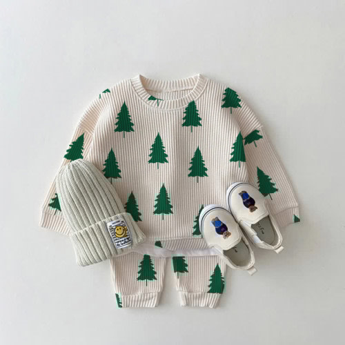 Baby Pine Tree Waffle Sweatshirt 2-piece Set