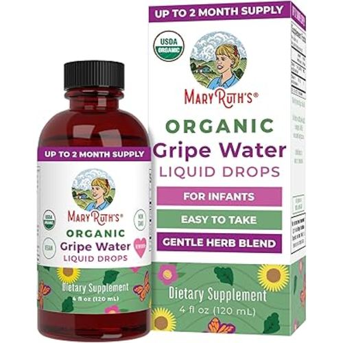 USDA Organic Gripe Water for Babies by MaryRuth's | Herbal Blend for Little Tummies | Baby Essentials | for Newborns | Ginger Root | Fennel Seed | Dill Seed | Vegan | 4 oz | 30-60 Servings