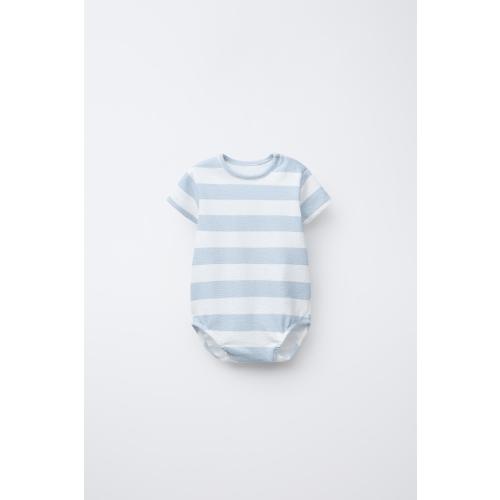 Light Blue Striped Bodysuit | ZARA 6-9 Months