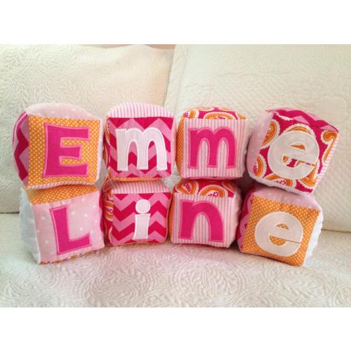 Soft Fabric Blocks Personalized for Baby; Baby Shower Gift; Monogrammed Baby Blocks
