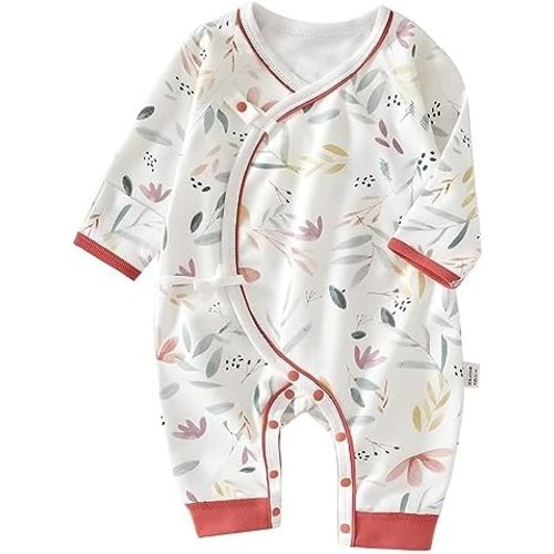 100% Organic Cotton Soft 0-6 Months Newborn Baby Romper Jumpsuits for Boys and Girls Unisex Long Sleeve