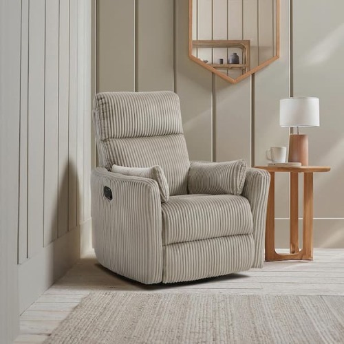 Turbo Brown Corduroy Fabric Manual Swivel Glider Recliner