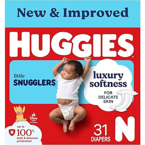 Huggies Size Newborn Diapers, Little Snugglers Baby Diapers, Size Newborn (up to 10 lbs), 31 Count, Packaging May Vary