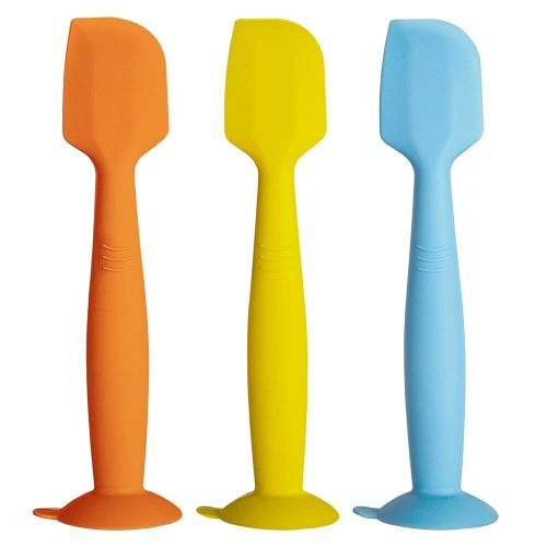 Baby Diaper Cream Spatula 3 Pack Butt Paste Spatula Soft Silicone Diaper Cream Applicator Butt Spatula Baby With Suction Cup Base (Light Blue, Yellow, Orange), Standard sizes