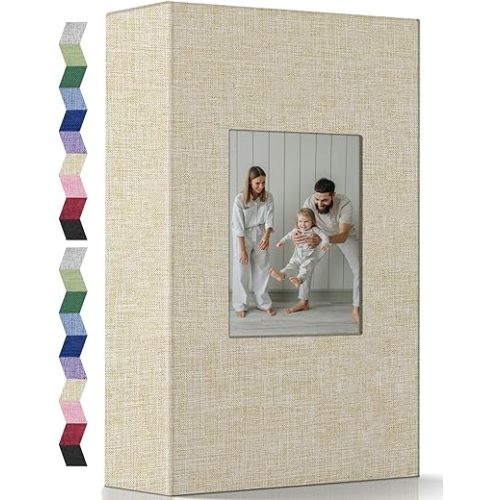 popotop Photo Album 4x6-300 Photos Linen Cover Photo Books with 300 Horizontal Pockets,Slip-in Picture Albums for Family Wedding Anniversary Baby Vacation Pictures