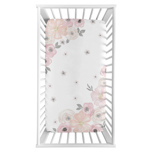 Sweet Jojo Designs Watercolor Floral Fitted Sheet & Reviews | Wayfair