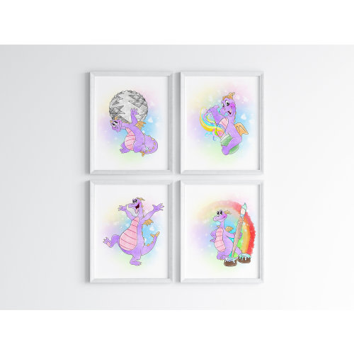 Watercolour Set Of 4 Figment Wall Prints / Epcot Figment Wall Art / Epcot Figment Home Decor / Figment Decor / Digital Download