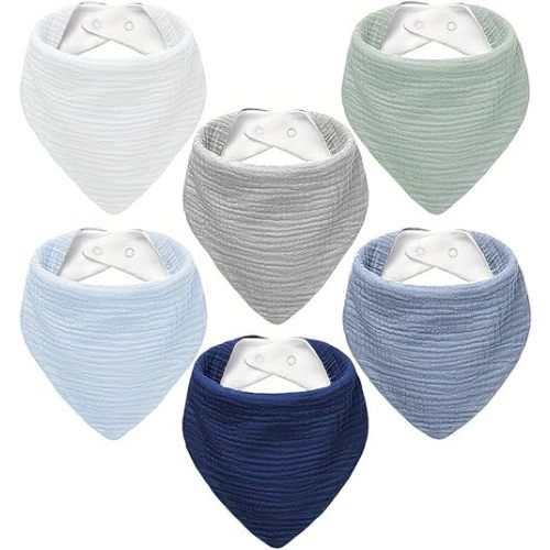 Muslin Baby Bibs,Soft Triangular Baby Bandana Drool Bibs for Baby Boy Girl,Solid Colors Bib for Drooling Teething