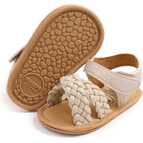 SOFMUO Baby Girls Boys Sparkly Bowknot Sandals Premium Soft Anti-Slip Rubber Sole Infant Summer Outdoor Shoes Toddler First Walkers