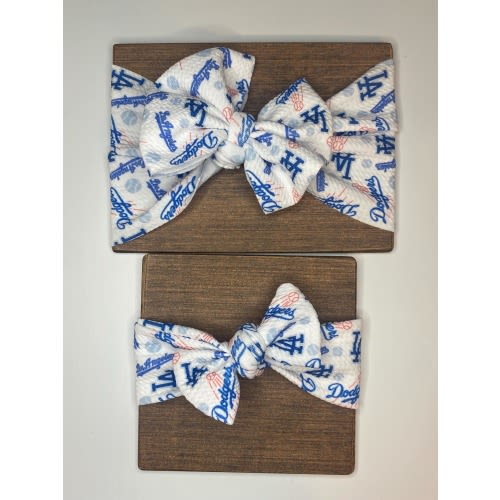LA Dodgers Bow and Tie Knot Headband- Infant, Baby, Toddler and Child