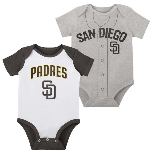 Infant San Diego Padres White/Heather Gray Two-Pack Little Slugger Bodysuit Set