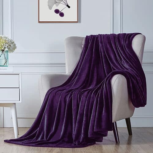 Walensee Fleece Blanket Plush Throw Fuzzy Lightweight (Twin Size 60x80 Purple) Super Soft Microfiber Flannel Blankets for Couch, Bed, Sofa Ultra Luxurious Warm and Cozy for All Seasons