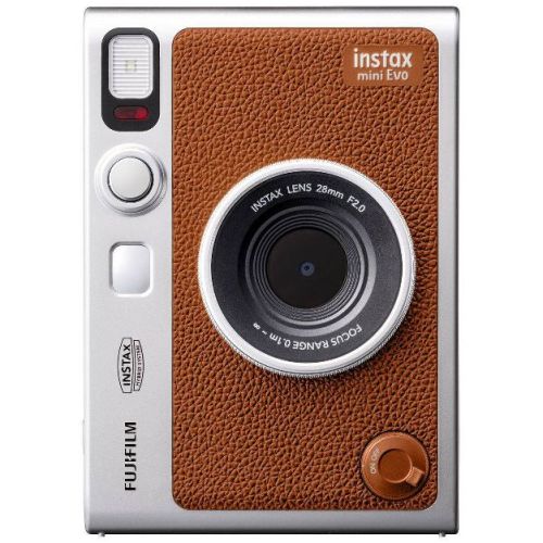 Instax Mini Evo Instant Film Camera - Brown: With Self-Timer & Built-In Flash