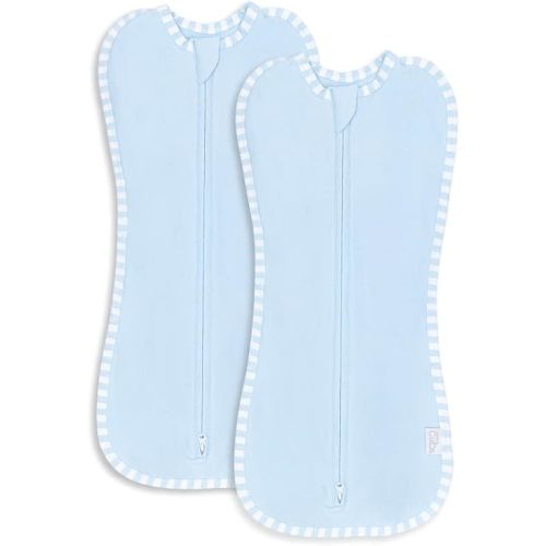 Comfy Cubs Swaddle Blanket Baby Girl Boy Easy Zipper Wrap 2 Pack Newborn Infant Sleep Sack (Large 3-6 Months, Blue)
