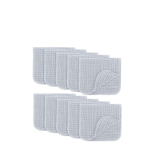 (Slate) Muslin Burp Cloths - Pack of 10
