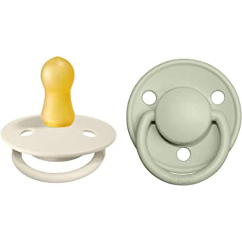 BIBS Pacifiers - De Lux Collection | BPA-Free Baby Pacifier | Made in Denmark | Set of 2 Ivory/Sage Color Premium Soothers | Size 0-6 Months