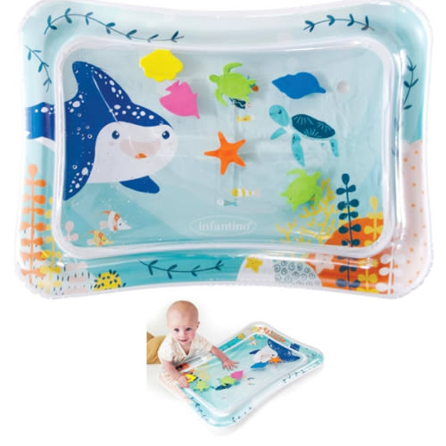 Infantino Jumbo Pat & Play Water Mat, Sea-Themed Mess-Free Water Play for Babies, Supports Tummy Time and Motor Skills Development, Multicolor, 3M+
