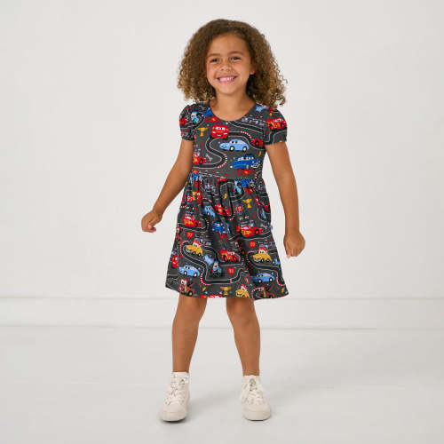Disney & Pixar Piston Cup Bow Back Skater Dress | Little Sleepies