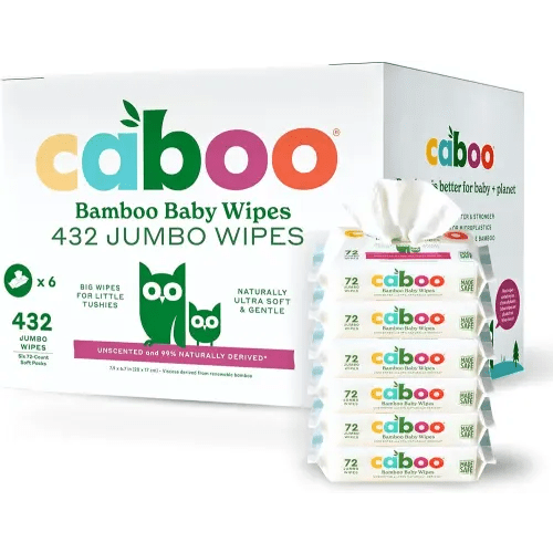 Caboo Tree Free Baby Wipes, Eco-Friendly Naturally Derived Baby Wipes for Sensitive Skin, 6 Resealable Peel Tab Travel Packs, 72 Wipes Per Pack, Total of 432 Wipes