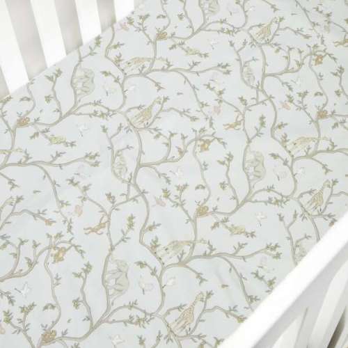 Animal Parade Print Crib Sheet, Blue - Gooselings | Maisonette