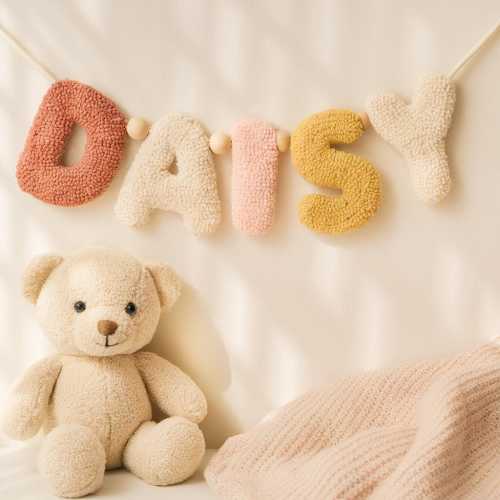Handmade Yarn Name Garland : Soft Pastel Nursery Décor