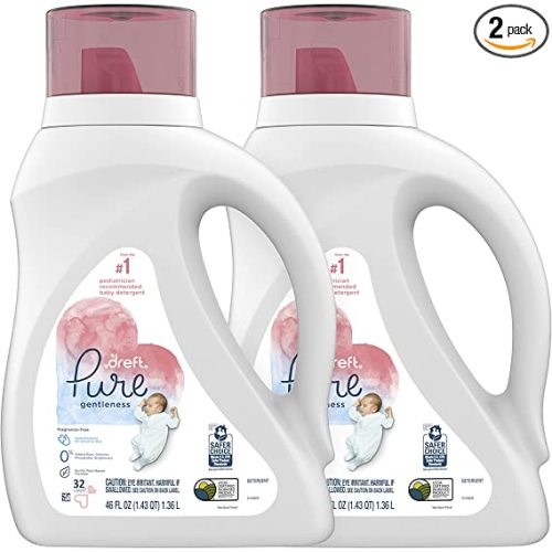Dreft Pure Gentleness Liquid Baby Detergent, Fragrance Free, 46 Fl Oz, Pack of 2 - 46 oz (Pack of 2)